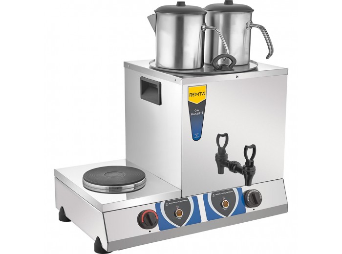 REMTA GT02 ÇİFT DEMLİKLİ PLEYTLİ ELEKTRİKLİ ÇAY MAKİNESİ 17 LT.