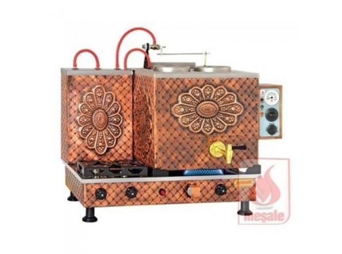 MEŞALE ANTİK BAKIR KLASİK FULL OTOMATİK 2 DEMLİKLİ ÇAY KAZANI