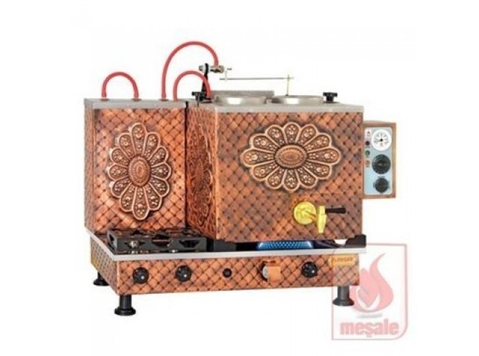 MEŞALE ANTİK BAKIR OTOMATİK 2 DEMLİKLİ ÇAY KAZANI