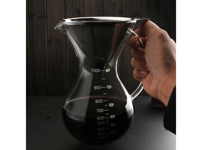 CAM KAHVE DEMLEME-FİLTRELİ 1000 ML