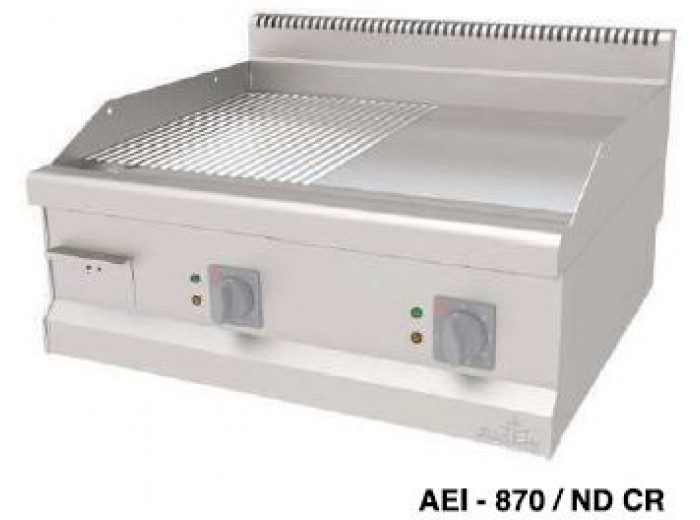 ATALAY ELEKTRİKLİ KROM YARI OLUKLU,YARI DÜZ PLEYT IZGARA 80 CM x 70 CM AEI-870/ND CR