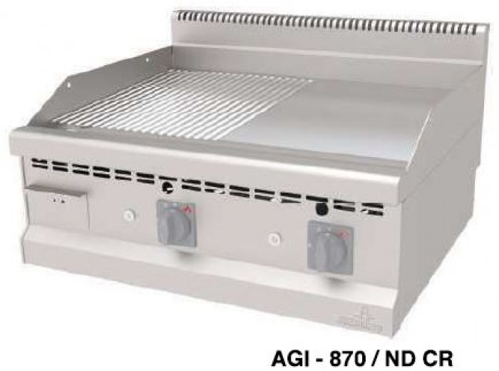 ATALAY GAZLI KROM YARI OLUKLU,YARI DÜZ PLEYT IZGARA 80 CM x 70 CM AGI-870/ND CR